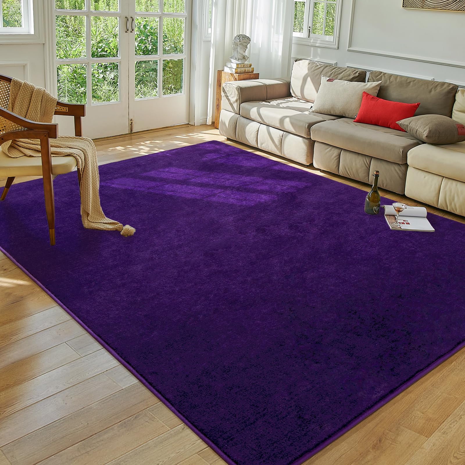 Softlife 6x9 Purple Living Room Rug, Washable Area Rugs for Bedroom, Soft Fluffy Fuzzy Carpet Bedside Rug Indoor Non-Slip Rug fo
