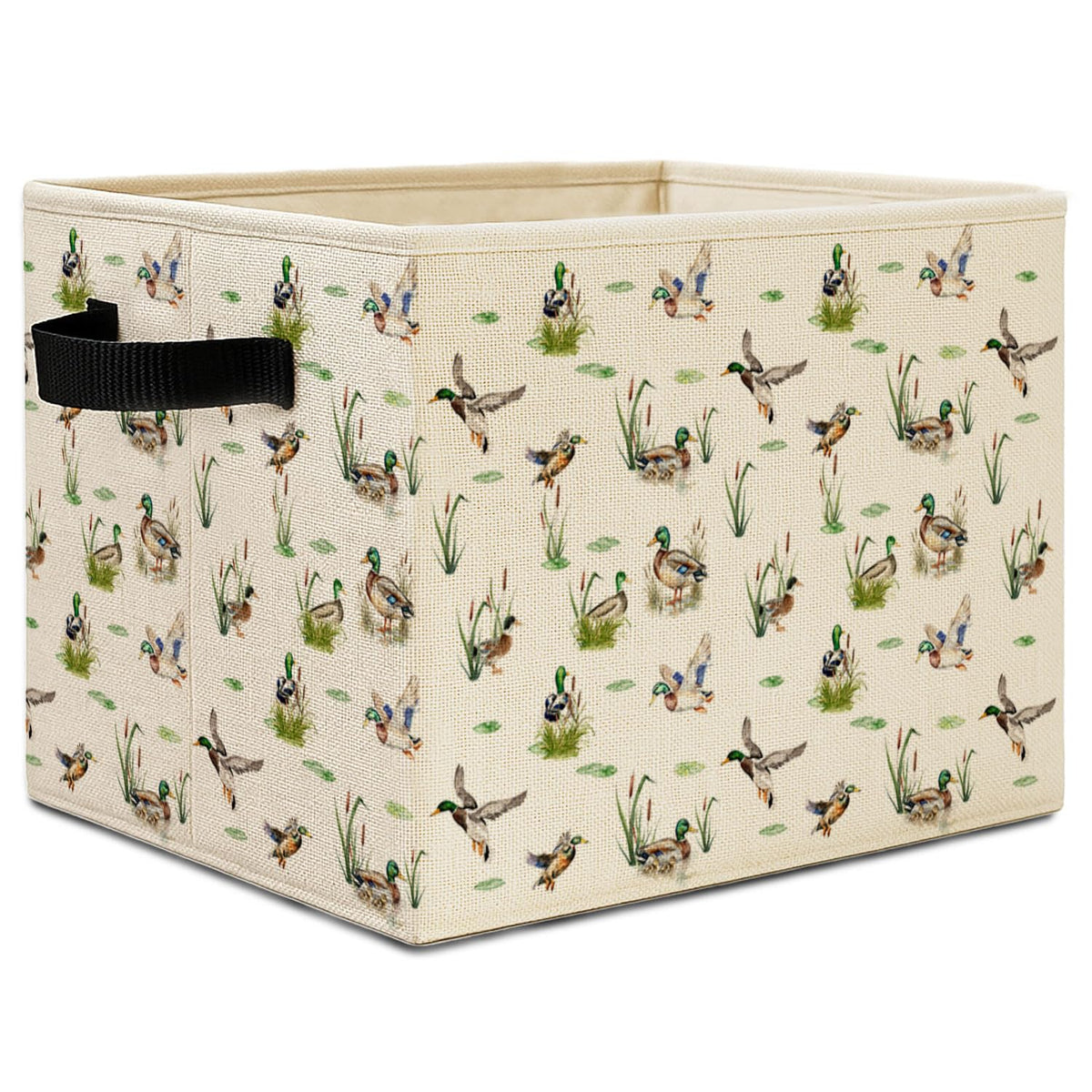 Elefeltclave Mallard Duck Nursery Storage Bins, Rustic Pond Wild Mallard Ducks Collapsible Storage Basket Organizer for Kids Nur