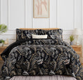 Wongs Bedding Boho Quilt Set King,Black Paisley Floral Pattern Bedspread Coverlet Set With 2 Pillowcases,3 Piece Lightweight Mic