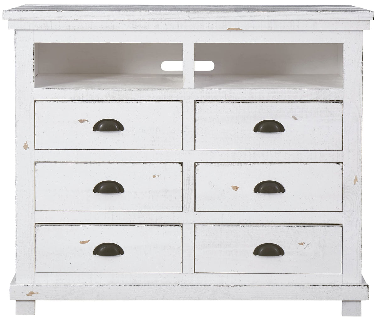 Progressive Furniture Willow Media Chest, Distressed White