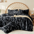MUXHOMO Black Bed in a Bag Queen 7 Pieces, Queen Comforter Set Reversible Botanical Flowers Design, Ultra Soft & Breathable Bedd
