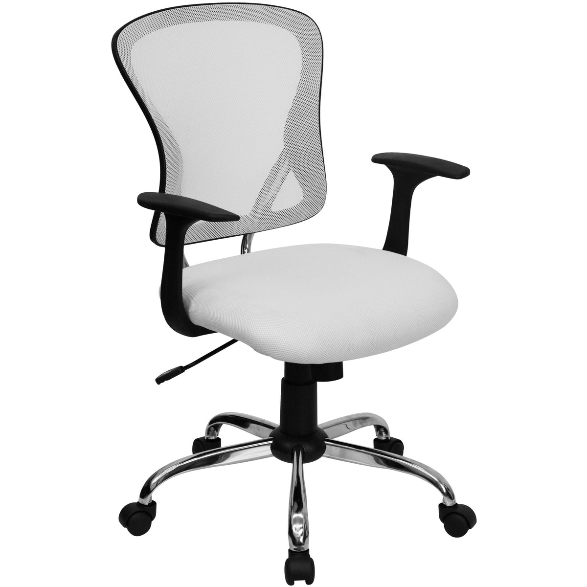 Flash Furniture Alfred Mid-Back White Mesh Swivel Task Office Chair with Chrome Base and Arms