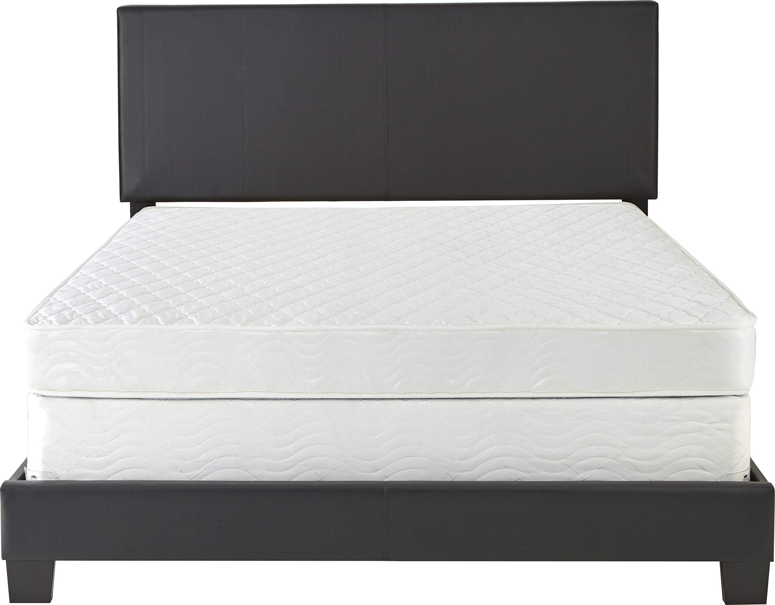 Boyd Sleep Montana Upholstered Platform Bed Frame Mattress Foundation With Headboard And Strong Wood Slat Supports: Faux Leather, Black, Twin