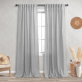 KOUFALL Light Grey Curtains 84 Inch Length for Living Room 2 Panels Set,Sheer Linen Farmhouse Privacy Curtains That Let Light in