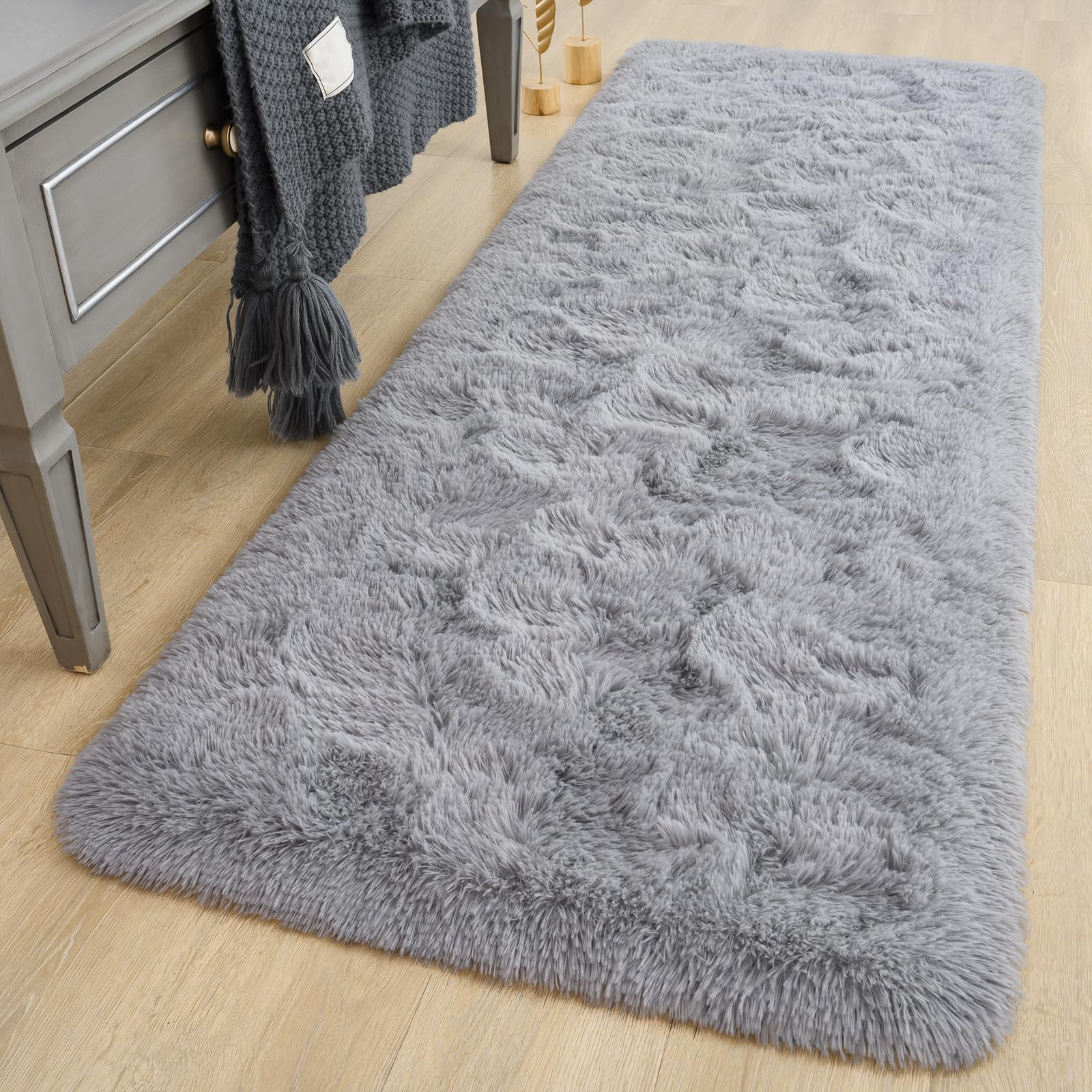 Detum Grey Runner Rug 2X6 Gray Rug For Bedroom Kitchen Bedside Hallyway Entryway Grey Runners Super Soft And Fluffy Carpets Wash