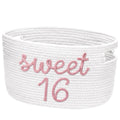 Meanplan Sweet 16 Birthday Gifts Basket with Handles 15 x 9.1 x 7.8 Inch Cotton Rope Basket Sweet 16 Birthday Gifts Stuffers Sto