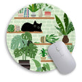 Immaturus Cat Mouse Pad, Cute Small Mouse Pads For Desk, Round Travel Mousepad For Wireless Mouse Gaming Work Laptop, Plant Leav