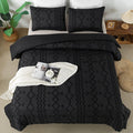 Andency Black Tufted Comforter Set California King(104X96Inch), 3 Pieces(1 Boho Comforter, 2 Pillowcases) Textured Farmhouse Com