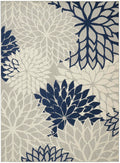 Nourison Aloha Indoor/Outdoor Floral Ivory/Navy 7' X 10' Area Rug, (7' X 10')