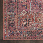 HomeRoots 522578 8 x 10 ft. Red Floral Power Loom Distressed Rectangle Traditional Area Rug