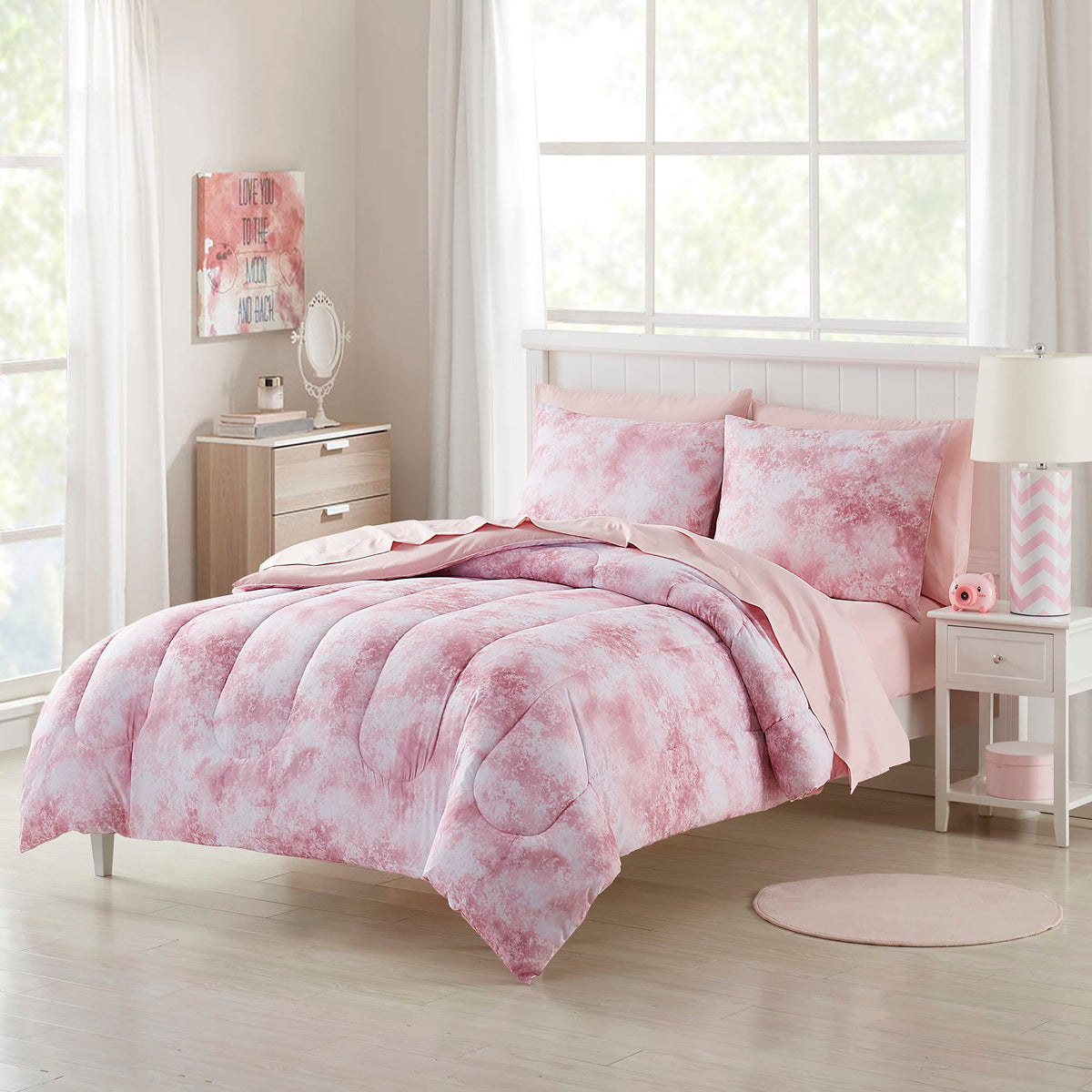 Kids Bedding Set Bed In A Bag For Boys And Girls Toddlers Printed Sheet Set And Comforter , Full, Waterbury Marble