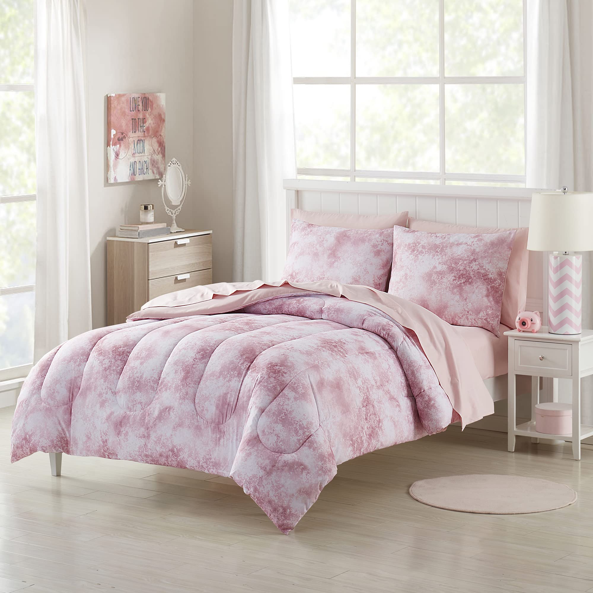 Kids Bedding Set Bed In A Bag For Boys And Girls Toddlers Printed Sheet Set And Comforter , Full, Waterbury Marble