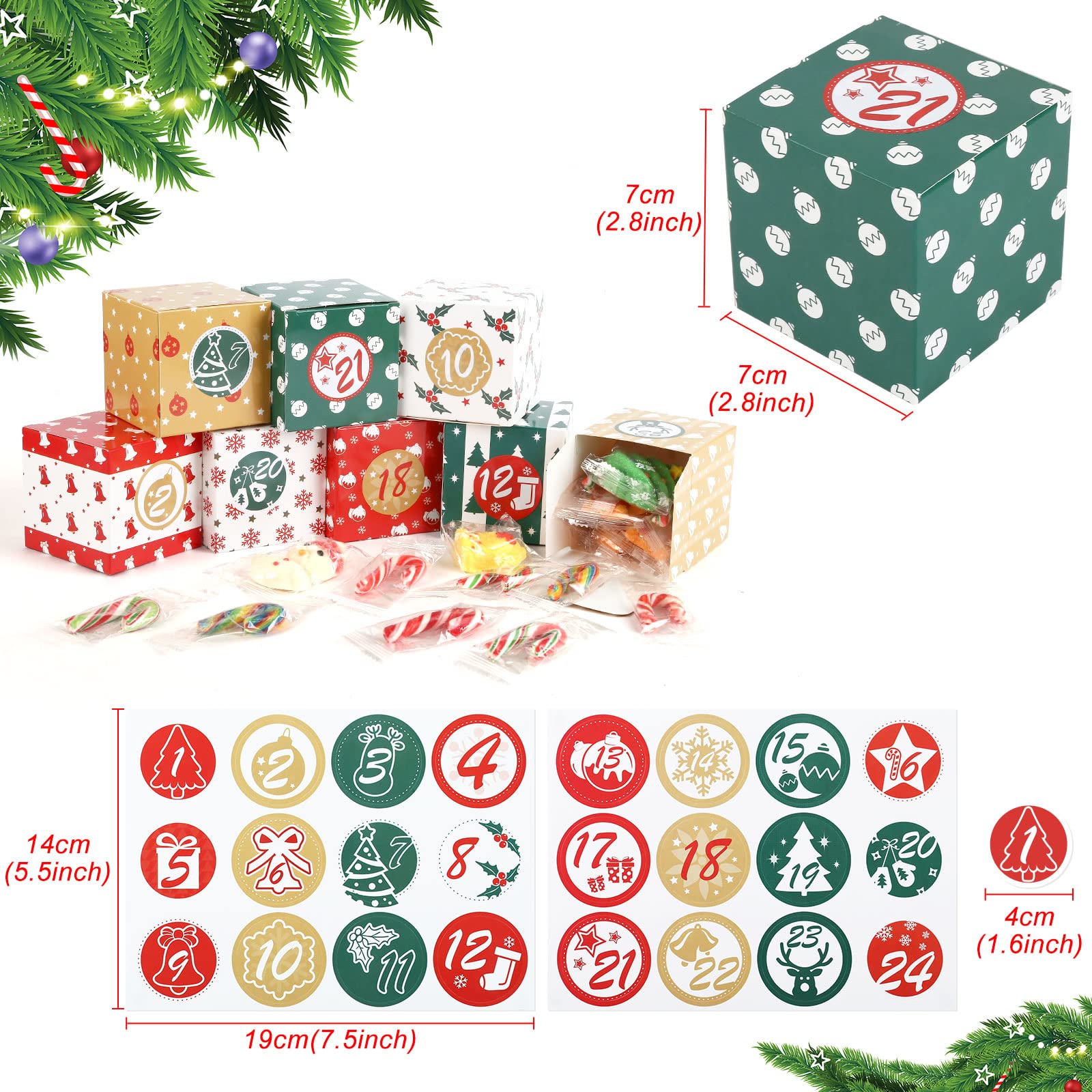 Gwhole Christmas Advent Calendar 2024, 24 Days Diy Countdown To Christmas Boxes With 1-24 Number Stickers Kit For Kids, Boys, Gi