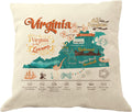 Drupsco 18X18 Virginia Pillow Cover - Cotton Linen Virginia Throw Pillow Case, Virginia Decorative Pillow