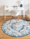 Unique Loom Sofia Collection Area Rug - Salle Garnier (7 1 Round, Blue/ Ivory)