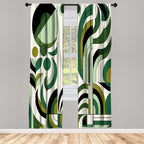 Ambesonne Mid Century Modern Window Curtains Pack Of 2, Leafy Atmosphere Abstract Designed Roundy Branches Swirls Boho, Lightwei