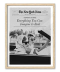 iHery Everything You Can Imagine Is Real Framed Trendy NewsPaper Wall Art, Natural OAK Wood 12x16in Canvas Wall Art Decor For Be