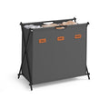 SONGMICS Laundry Hamper, Laundry Basket, 35.7 Gal. Laundry Sorter 3 Sections, Collapsible X-Frame, Clothes Organizer with Custom