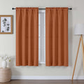 Lecloud Bessie Orange Curtains 63 Inch Length 2 Panels, Light Filtering Curtains for Bedroom, Faux Linen Textured Rod Pocket Cur
