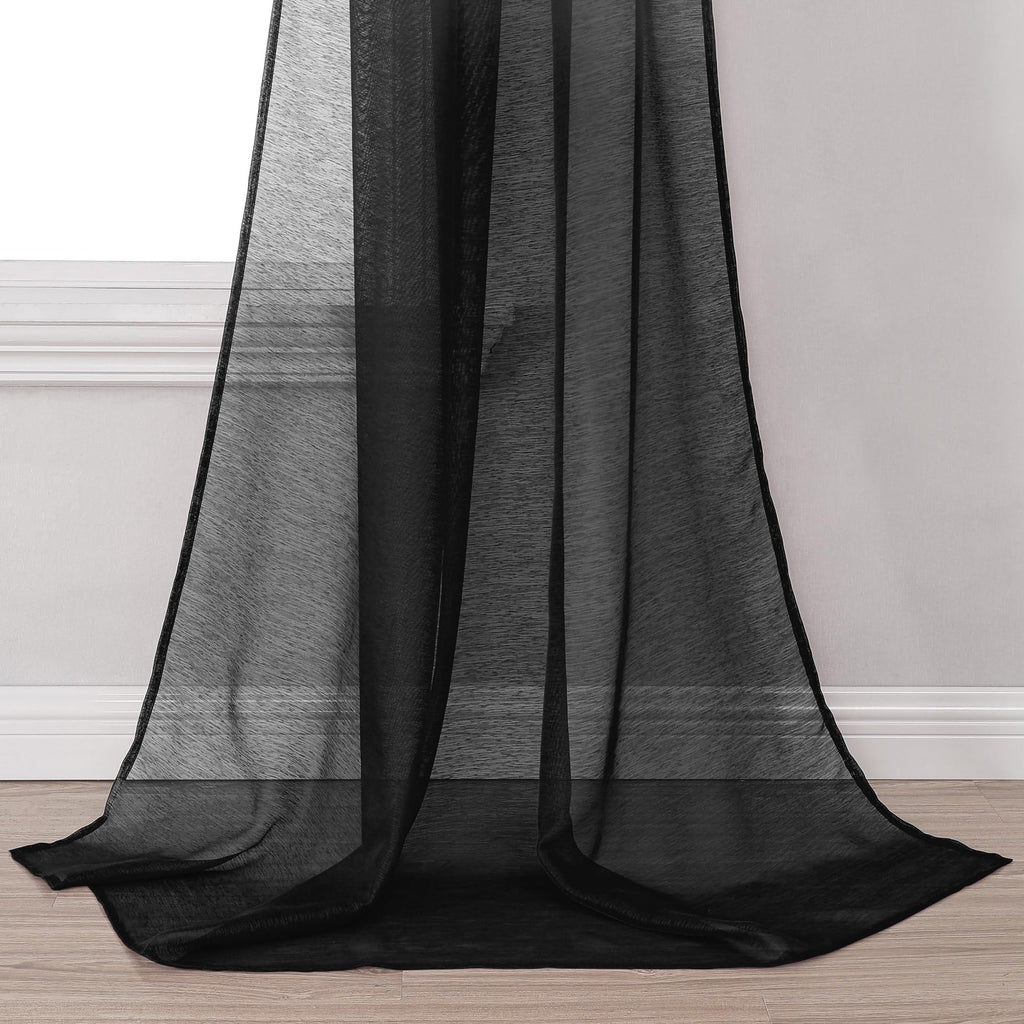 Donren Jet Black Window Scarf Curtains For Outdoor Decoration - Add Luxury Beautiful Elegant Effect To Curtain Panels (1 Panel,