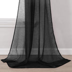 Donren Jet Black Window Scarf Curtains For Outdoor Decoration - Add Luxury Beautiful Elegant Effect To Curtain Panels (1 Panel,