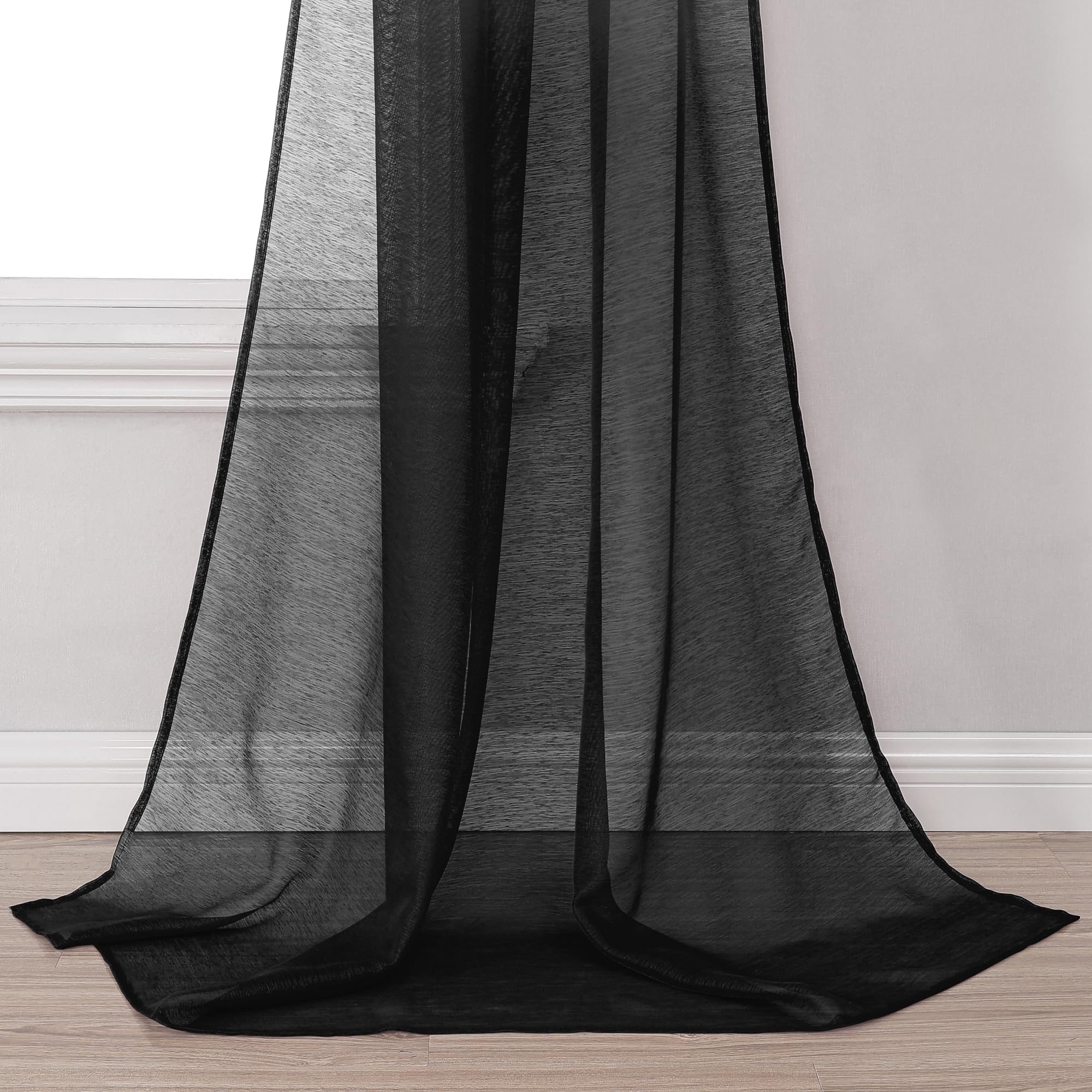 Donren Jet Black Window Scarf Curtains For Outdoor Decoration - Add Luxury Beautiful Elegant Effect To Curtain Panels (1 Panel,