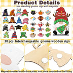 Blulu Fall Christmas Interchangeable Wooden Gnome Decor Diy Holiday Halloween Thanksgiving Seasonal Tiered Tray Decoration With