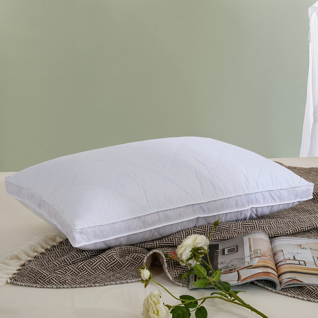 Three Geese Pack Of 1 White Goose Feather Bed Pillows Queen/Standard Size- Soft 600 Thread Count 100% Cotton, Medium Firm,Soft S