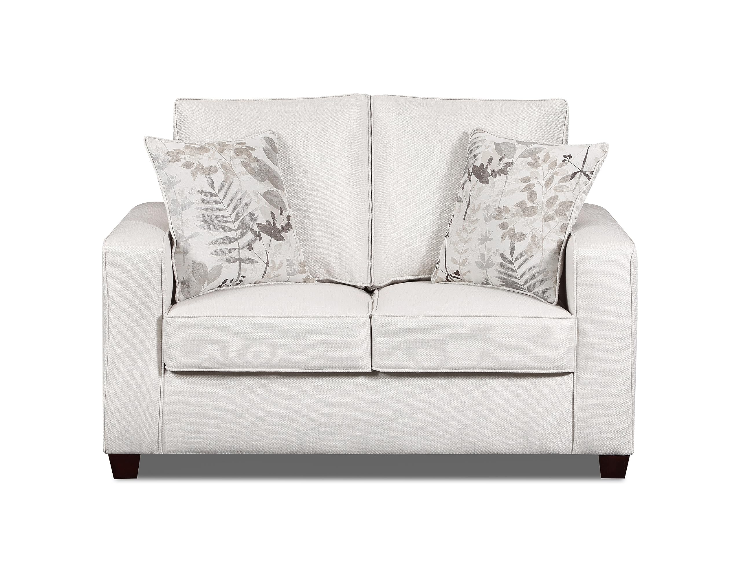 American Furniture Classics Relay Linen Loveseat with Two Throw Pillows Sofas, Soft Washed Cream Tweed