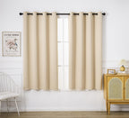 Pi Blackout Curtains,Room Darkening Heat Insulated Ring Top Window Drape For Living Room/Bedroom/Sliding Door 1 Panel (Beige,W52Xl72)