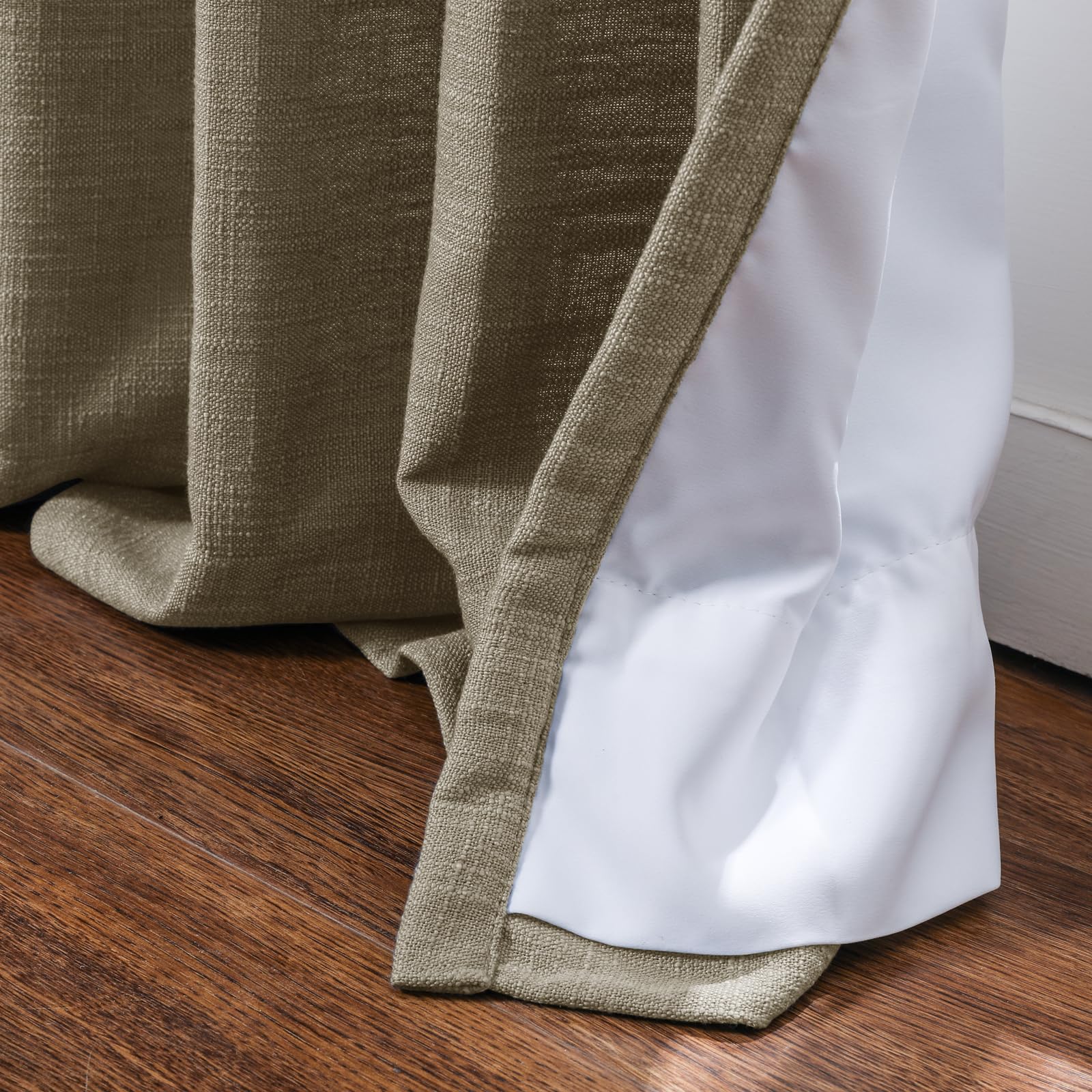 Twopages Taupe Grey Pinch Pleated Drape 84 Inch Length Linen Light Filtering Room Darkening Curtain For Bedroom, Double Layer Li