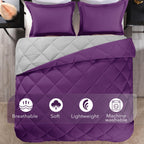 Downluxe Twin Comforter Set - Purple And Grey Twin Comforter, Soft Bedding Comforter Sets For All Seasons, Twin Bed Comforter Set - 2 Pieces - 1 Comforter (66'X92') And 1 Pillow Sham(20'X26')