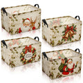 Chunful 4 Pack Christmas Storage Baskets for Gifts Collapsible Christmas Santa Claus Reindeer Retro Farmhouse Laundry Storage Bi