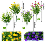 Klemoo 8 Bundles Outdoor Artificial Fake Flowers Uv Resistant No Fade Boxwood Faux Plastic Shrubs Plants For Garden Patio Porch