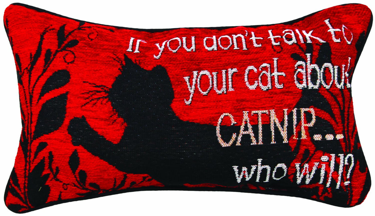 Manual Kitty Talk Pet Collection Throw Pillow With Piping, 17 X 9-Inch, Catnip X Kate Ward