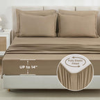 Litanika King Size Comforter Set Taupe - 7 Pieces Bed In A Bag King Beddding Comforter Sets, Solid Lightweight Bed Set With Comf