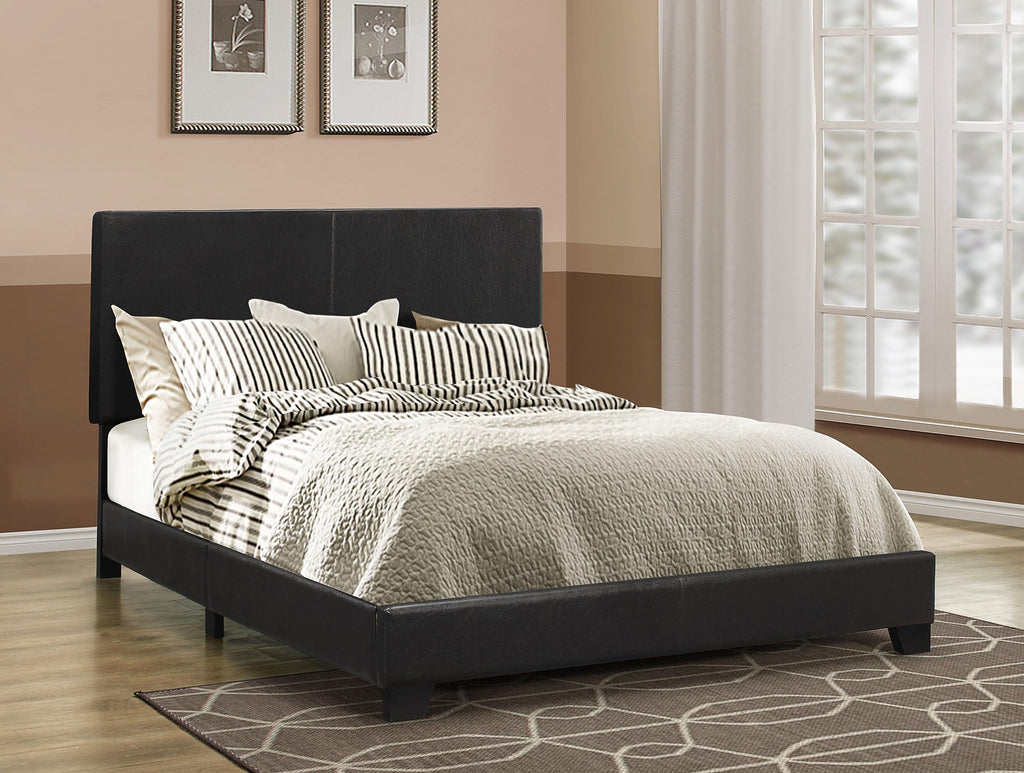 Coaster Home Furnishings Dorian Modern Upholstered California King Size Bed Frame Black Faux Leather Easy Assembly 300761KW