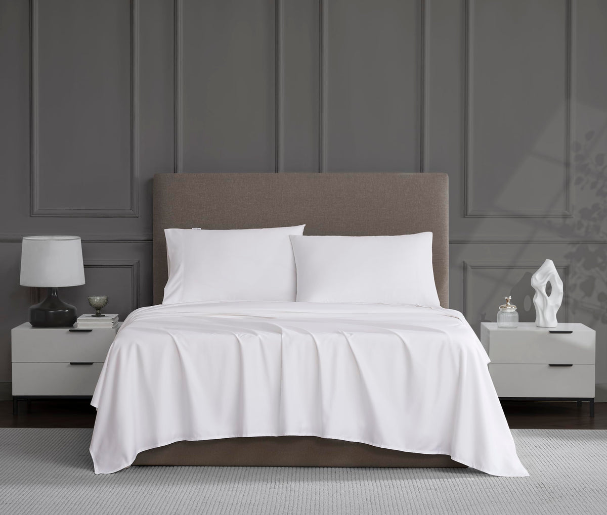 Linen Closet Luxury Cotton 1200 Thread Count Hotel Luxury 4-Piece Sheet Set, King, White