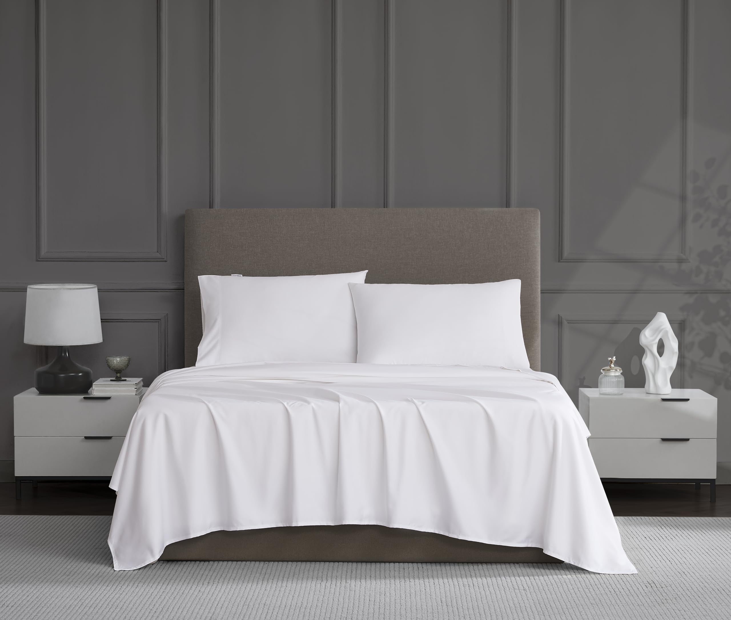 Linen Closet Luxury Cotton 1200 Thread Count Hotel Luxury 4-Piece Sheet Set, King, White