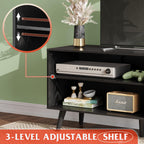Wlive Tv Stand For 55 Inch Tvs, Entertainment Center With Storage Cabinet, Mid-Century Tv Stands For Living Room And Bedroom, 50' Tv Console, Black