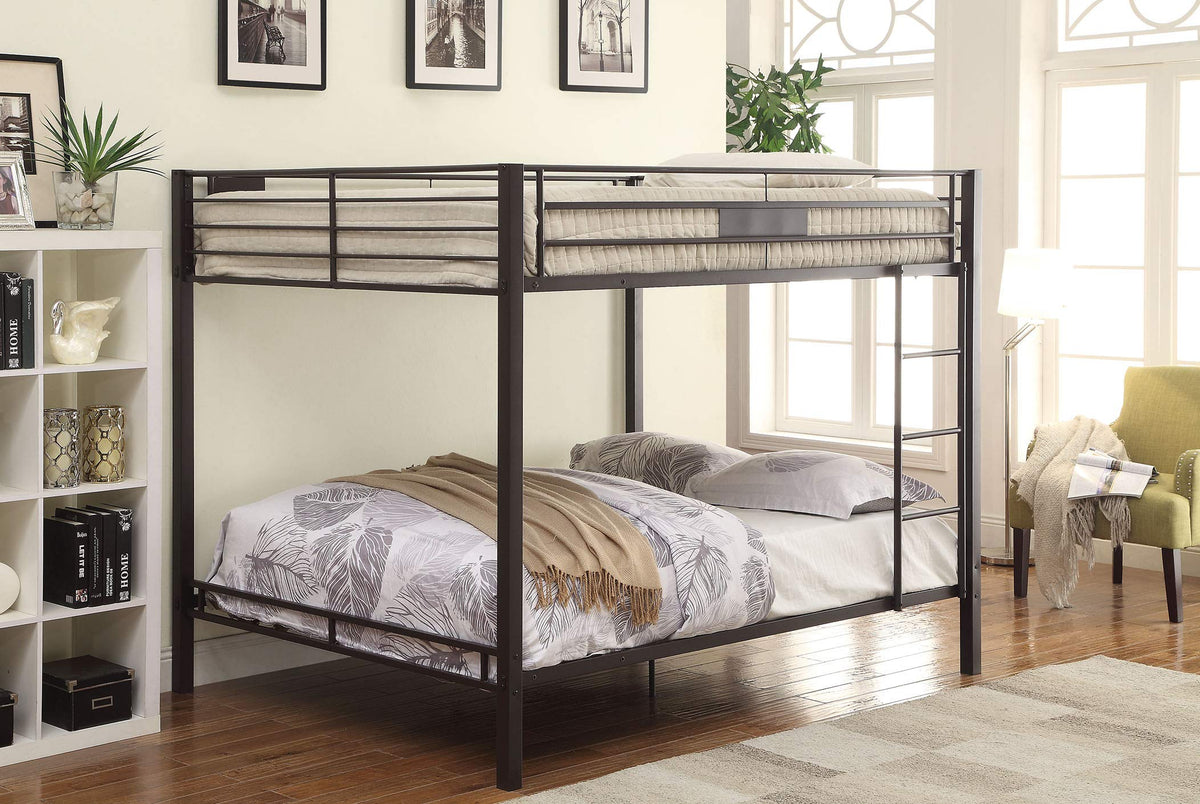 HomeRoots 83' X 63' X 65' Black Sand Metal Tube Bunk Bed