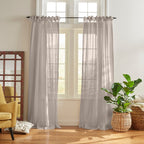 Elrene Home Fashions Vienna Sheer Tie-Top Window-Curtain Panel, 52 in x 84 in (1 Panel), Light Gray