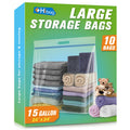 HIBAG 15 Gallon Large Storage Bags, 24    x 24    Resealable Ziplock Clear Bags with Handle, Extra Large XL Heavy Duty for Cloth