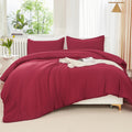 Litanika Burgundy Red Comforter Set California King Size, 3 Pieces Cal King Lightweight Solid Bedding Comforter Set, All Season