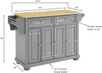 Crosley Furniture Alexandria Wood Top Rolling Kitchen Island Storage Cart, Microwave Stand, Spice Rack, Gray