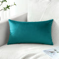 Artscope Luxury Velvet Pillow Covers Decorative Rectangle Pillowcases Soft Solid Cushion Cases For Couch Sofa Bedroom Car Decor 16X24 Inch Teal
