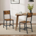 VASAGLE Dining Chair Set of 2, Rustic Wood Chairs with Metal Steel Frame, Easy to Assemble, Comfortable Seat, Modern Farmhouse C
