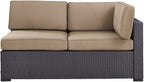 Crosley Furniture Biscayne Outdoor Sectional Loveseat, 2-Person Wicker Patio Couch for Deck, Backyard, Brown with Mocha Cushions