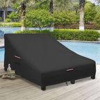 Okcool 100% Waterproof Patio Double Wide Chaise Lounge Chair Cover, 600D Tough Canvas 80 Inch Outdoor Chaise Lounge Covers,Black