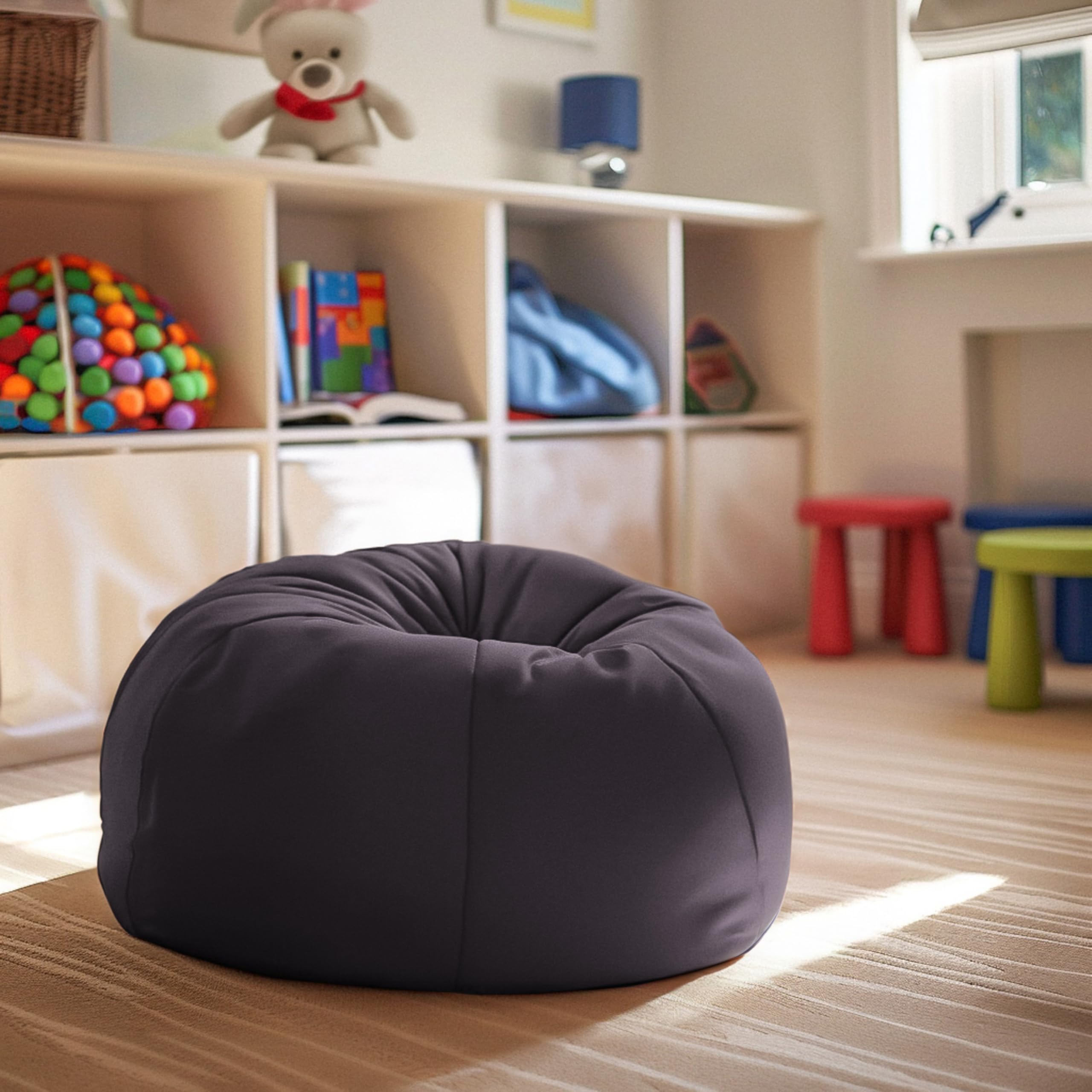 Flash Furniture Dillon Small Bean Bag Chair for Kids and Teens, Foam-Filled Beanbag Chair with Machine Washable Cover, Gray